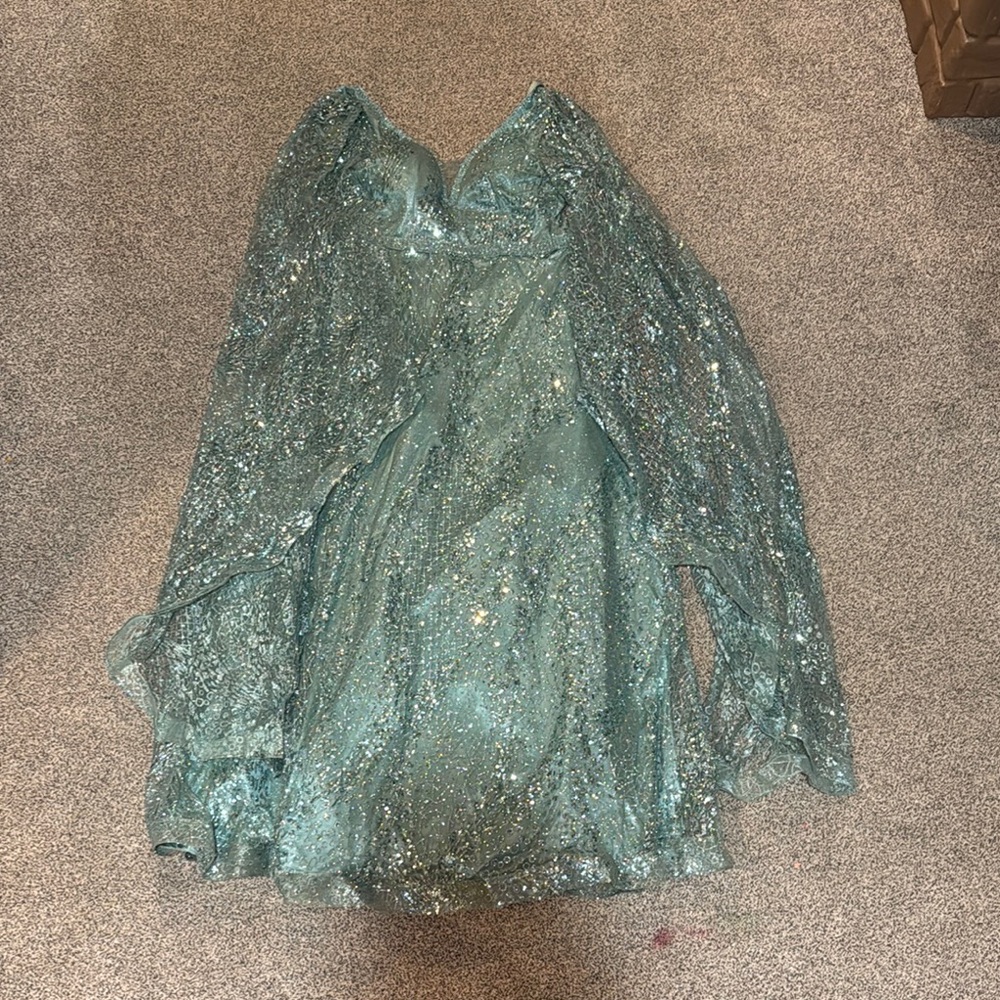 Sparkling Teal Dress with Glitter